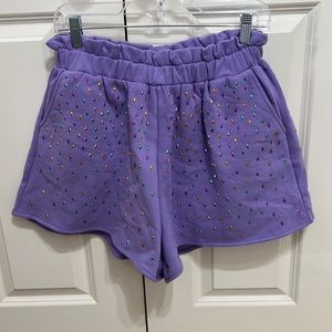 NWT QUEEN OF SPARKLES high waisted sweat shorts perfect for Mardi Gras!